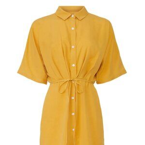 NEW Thakoon Collective Yellow Tie Waist Shirtdress